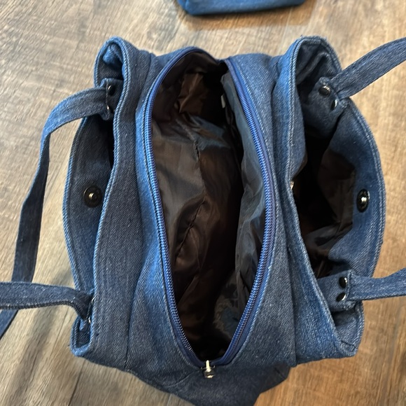 Women’s Shoulder Purse with matching zipper pouch in denim - Picture 2 of 9